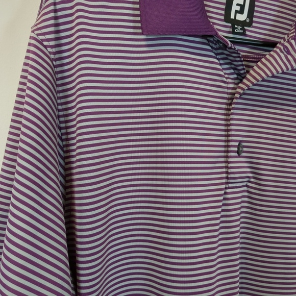 FootJoy Men's Purple /Gray Striped Polo/Golf Shirt , Size M - Picture 2 of 7